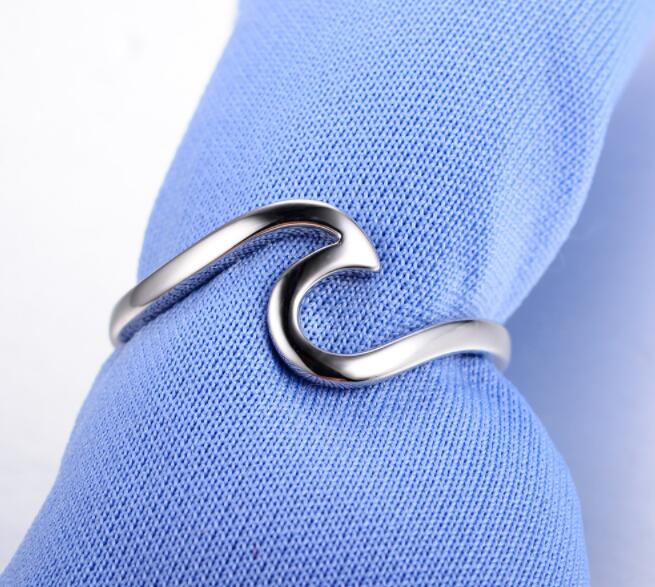 IWO Wave Ring Real 925 Sterling Silver Jewelry