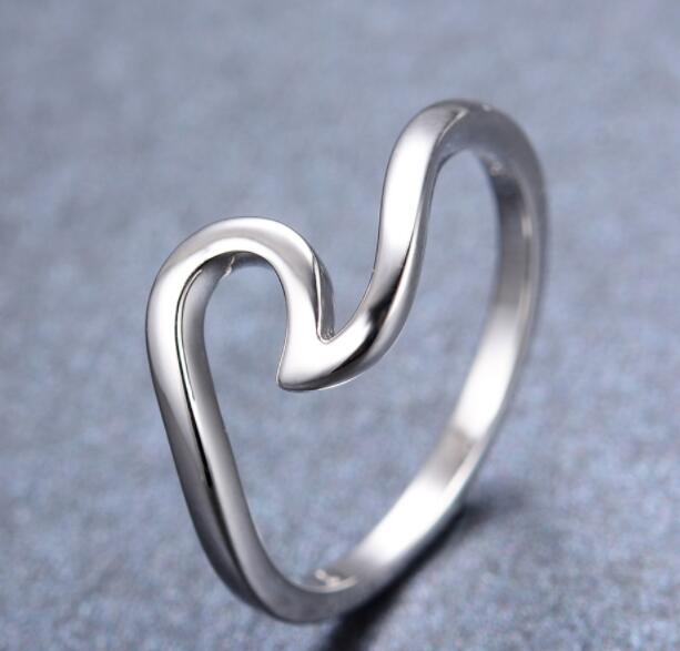 IWO Wave Ring Real 925 Sterling Silver Jewelry