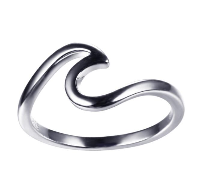 IWO Wave Ring Real 925 Sterling Silver Jewelry