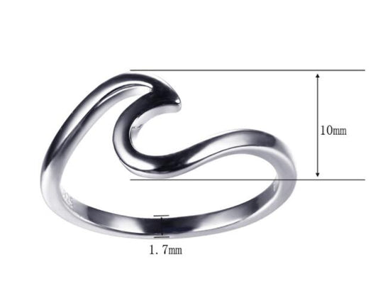 IWO Wave Ring Real 925 Sterling Silver Jewelry
